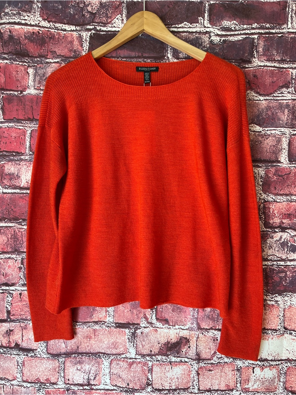 Eileen Fisher 100% Merino Wool Poppy Bateau Neck Sweater NWT